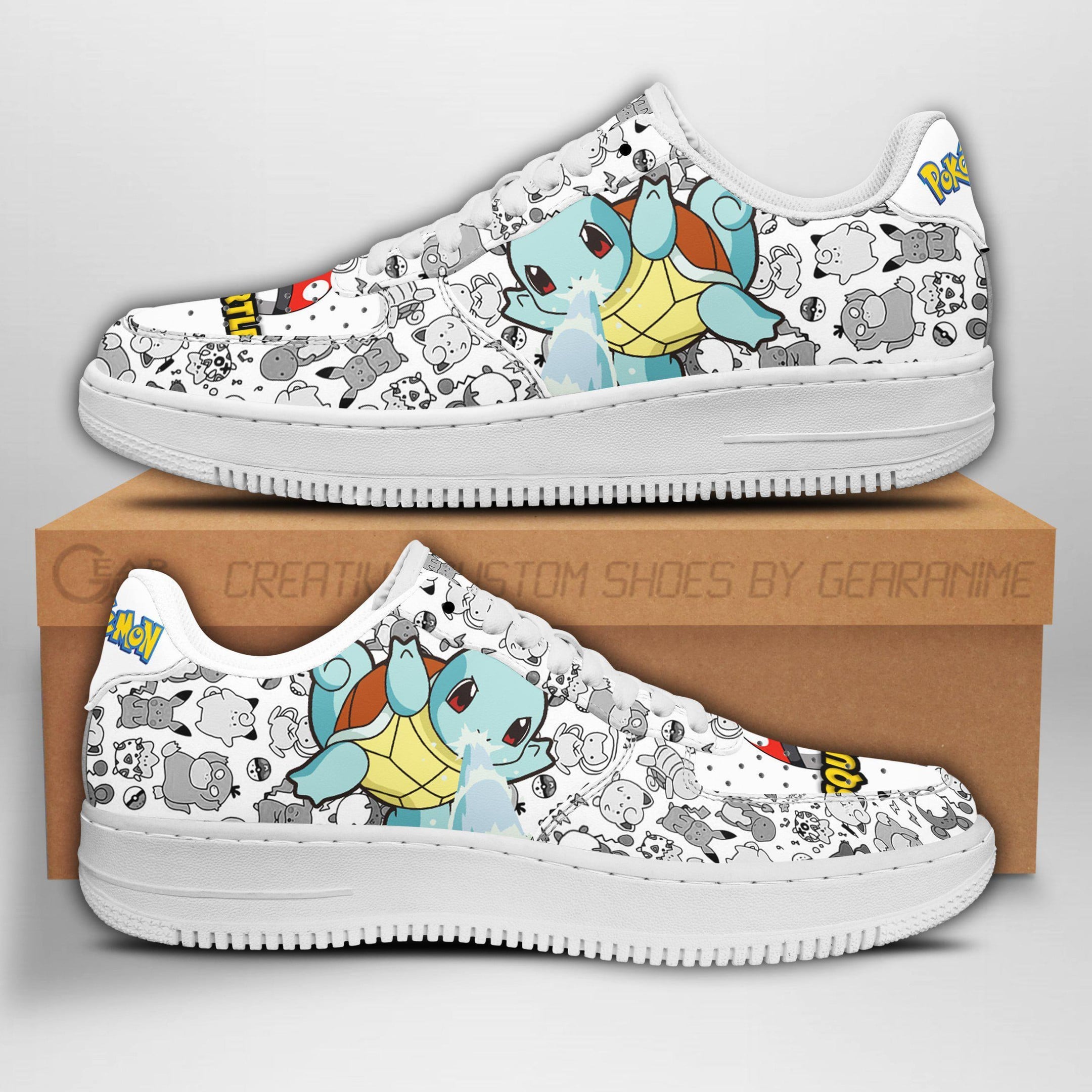 Baskets Anime Squirtle en Cuir Chaussures Basses Unisexes Anime Manga