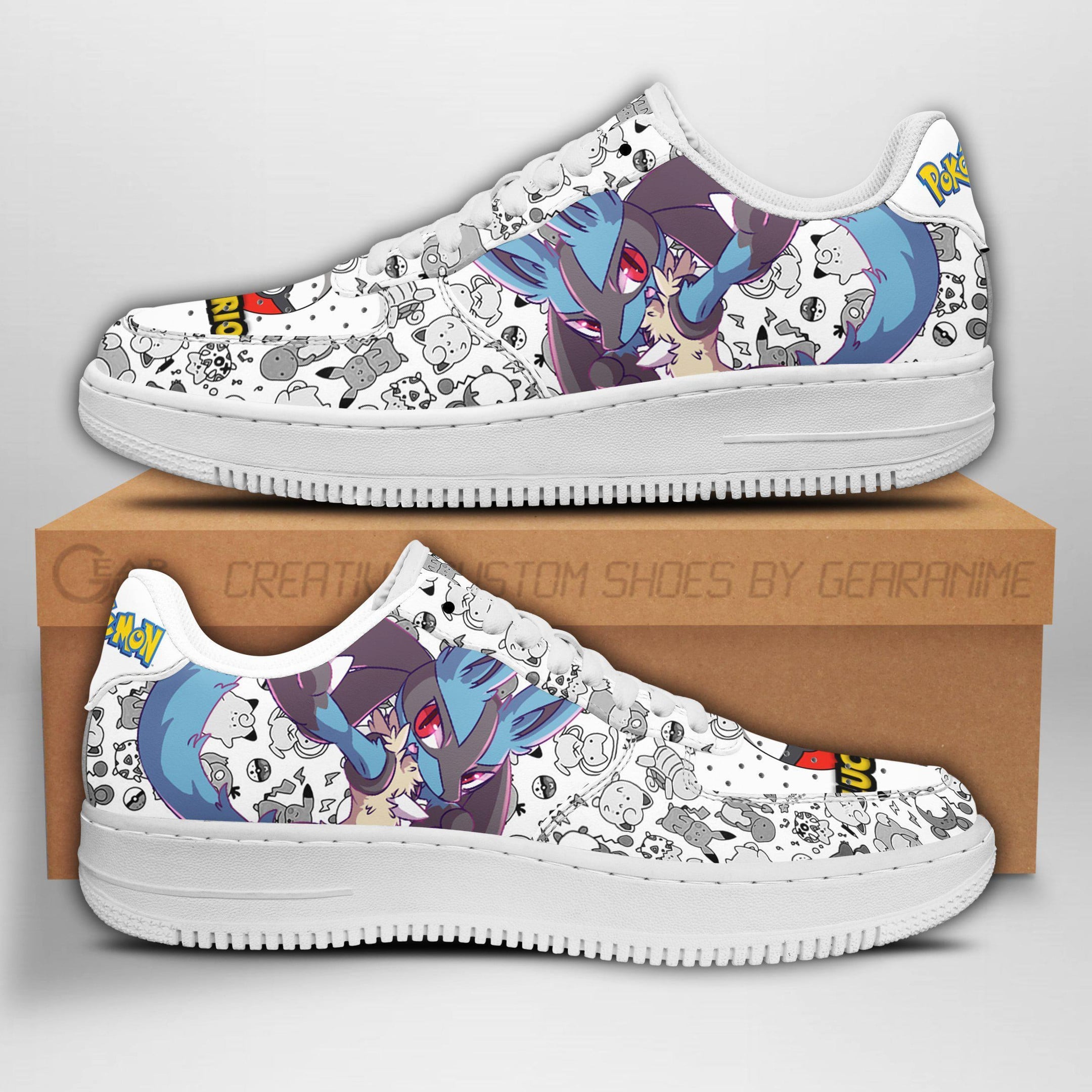 Baskets Anime Lucario en Cuir Chaussures Basses Unisexes Anime Manga
