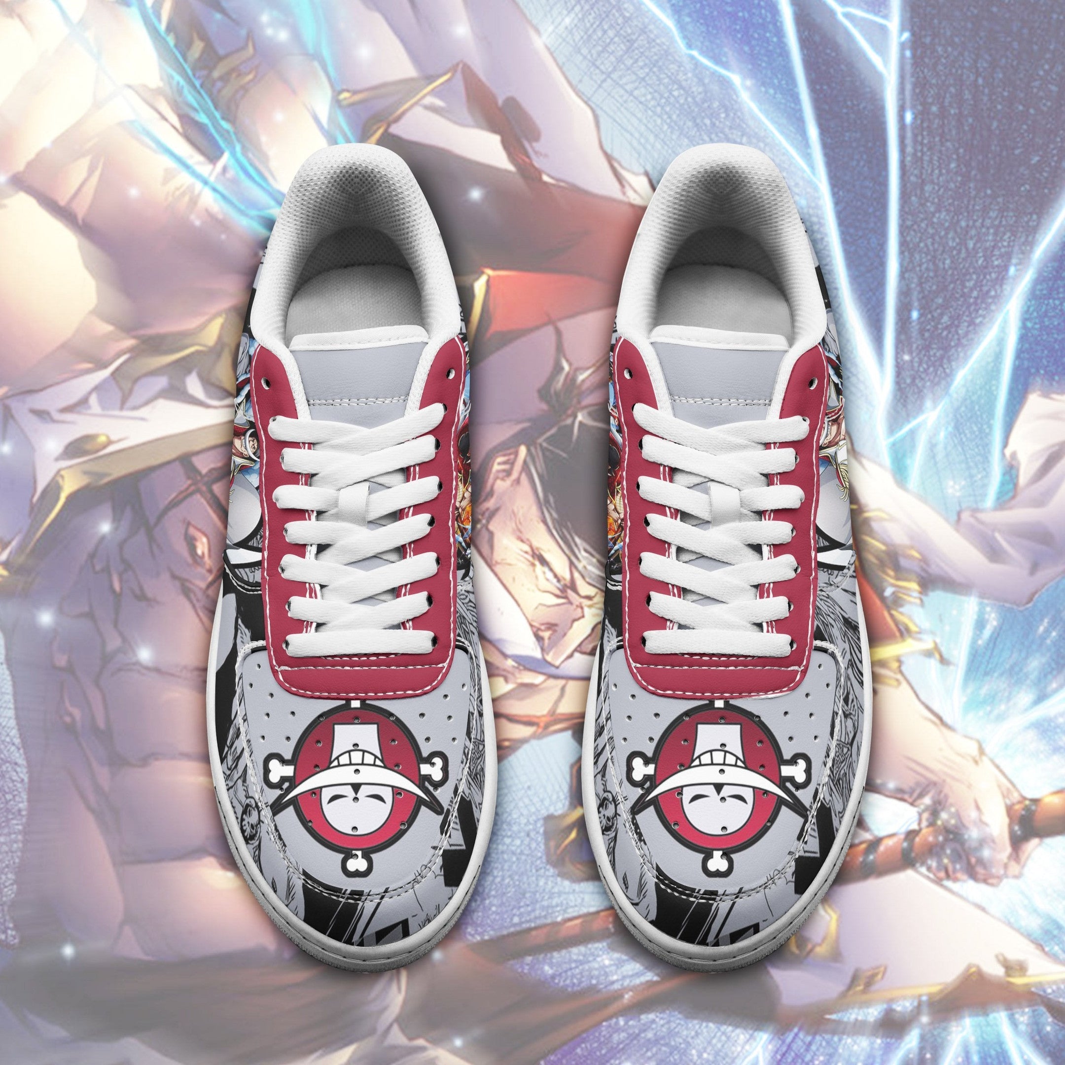 Baskets Anime Whitebeard en Cuir Chaussures Basses Unisexes Anime Manga