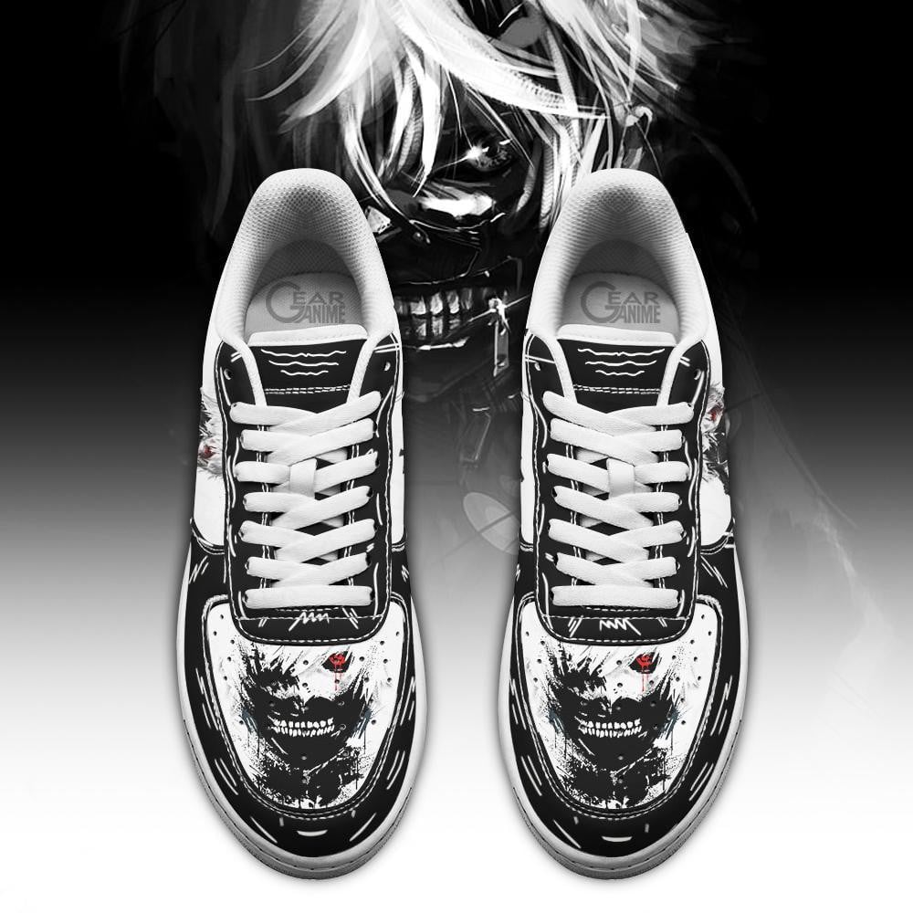 Baskets Anime Ken Kaneki BW en Cuir Chaussures Basses Unisexes Tokyo Ghoul