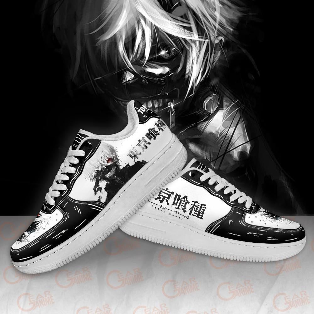 Baskets Anime Ken Kaneki BW en Cuir Chaussures Basses Unisexes Tokyo Ghoul
