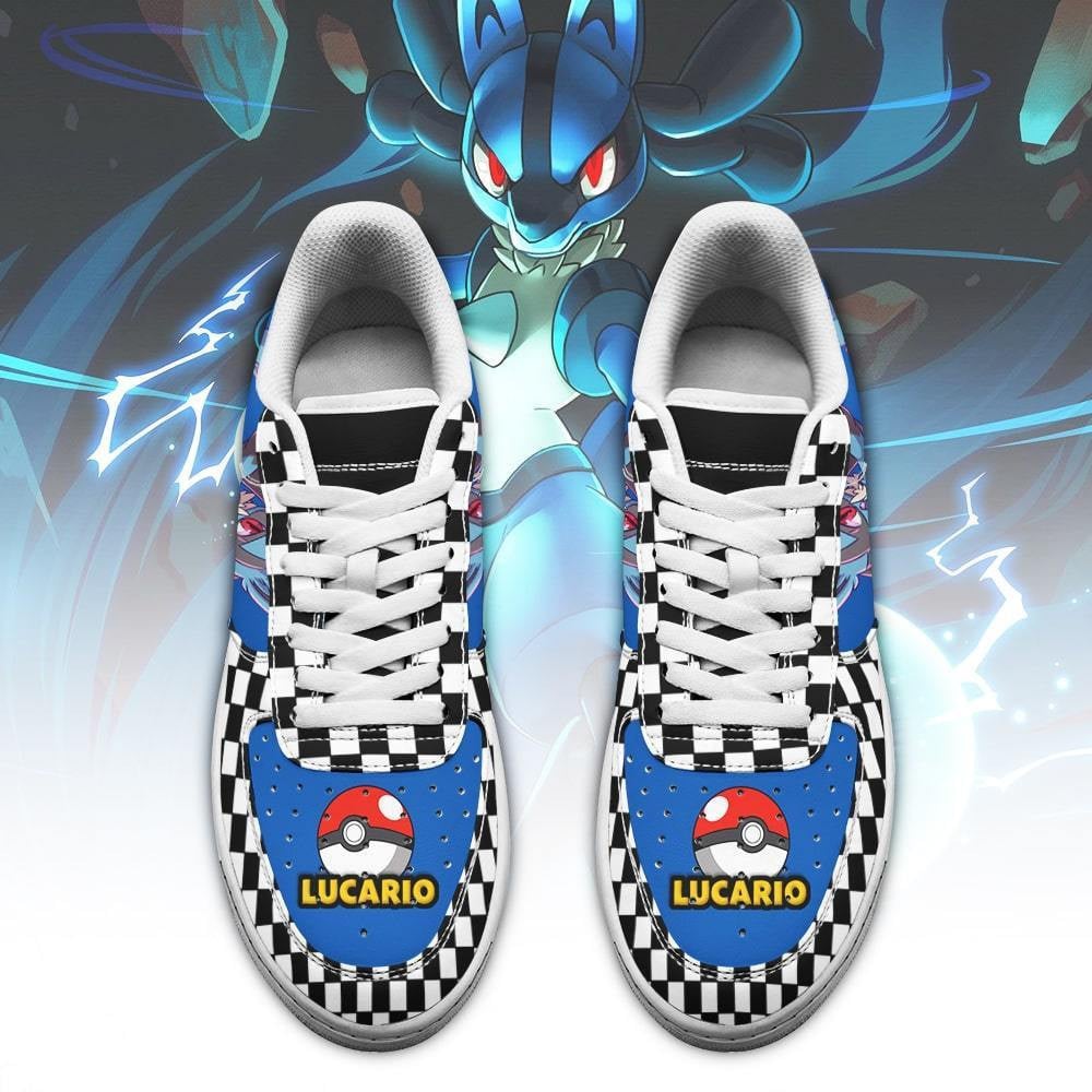 Baskets Anime Poke Lucario en Cuir Chaussures Basses Unisexes Anime Manga
