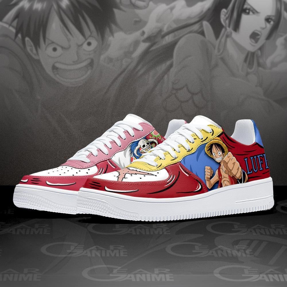 Baskets Anime Boa Hancock And Luffy en Cuir Chaussures Basses Unisexes One Piece