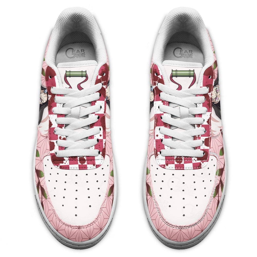 Baskets Anime Nezuko Custom Low-Top Leather Sneakers Demon Form Custom en Cuir Chaussures Basses Unisexes Demon Slayer