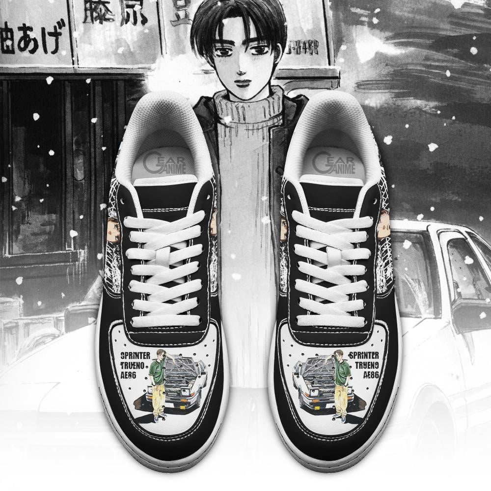 Baskets Anime Takumi Fujiwara Initial en Cuir Chaussures Basses Unisexes Anime Manga