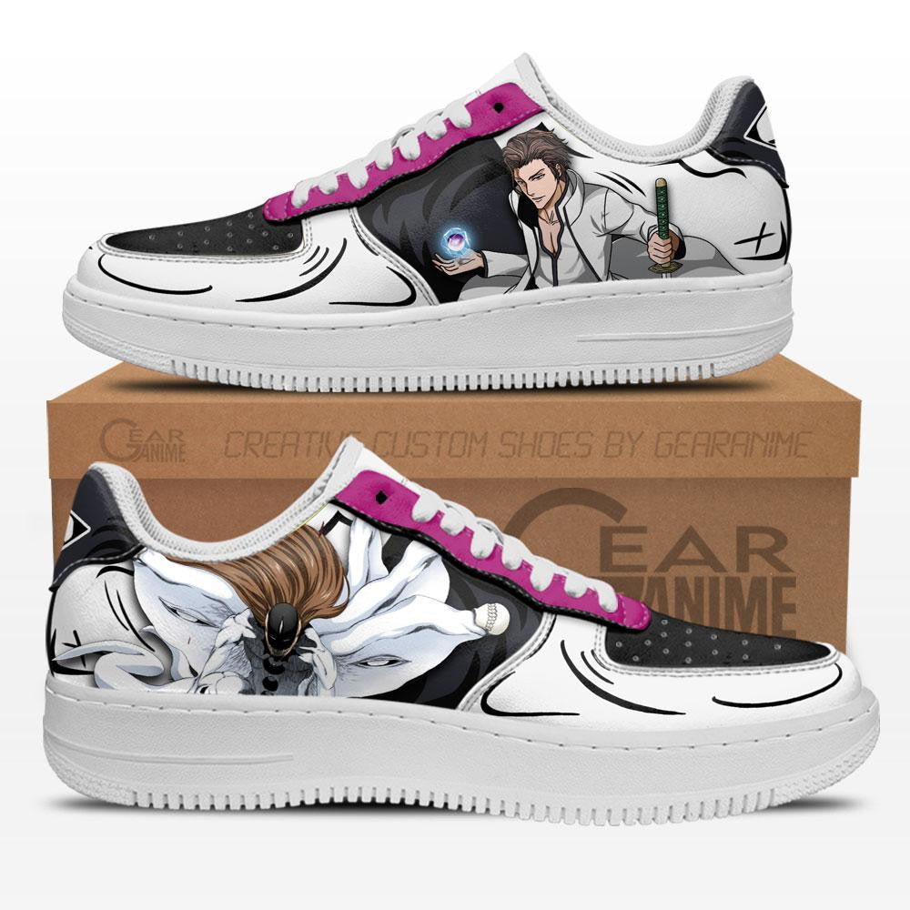 Baskets Anime Sosuke Aizen en Cuir Chaussures Basses Unisexes Anime Manga