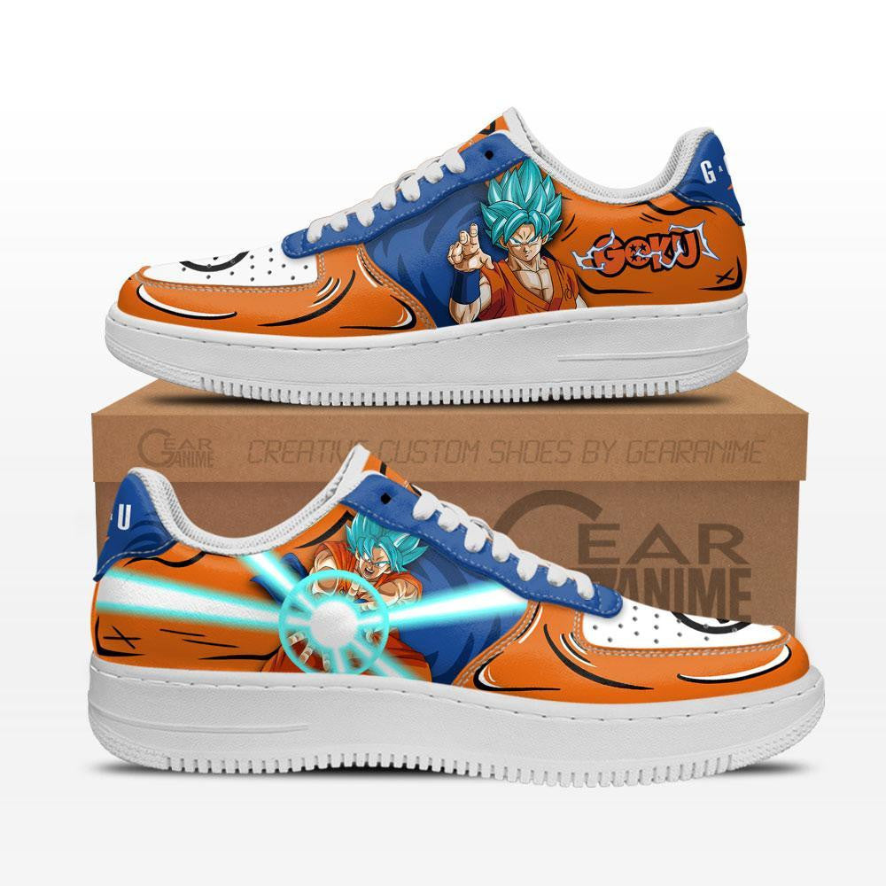 Baskets Anime Goku Blue en Cuir Chaussures Basses Unisexes Dragon Ball