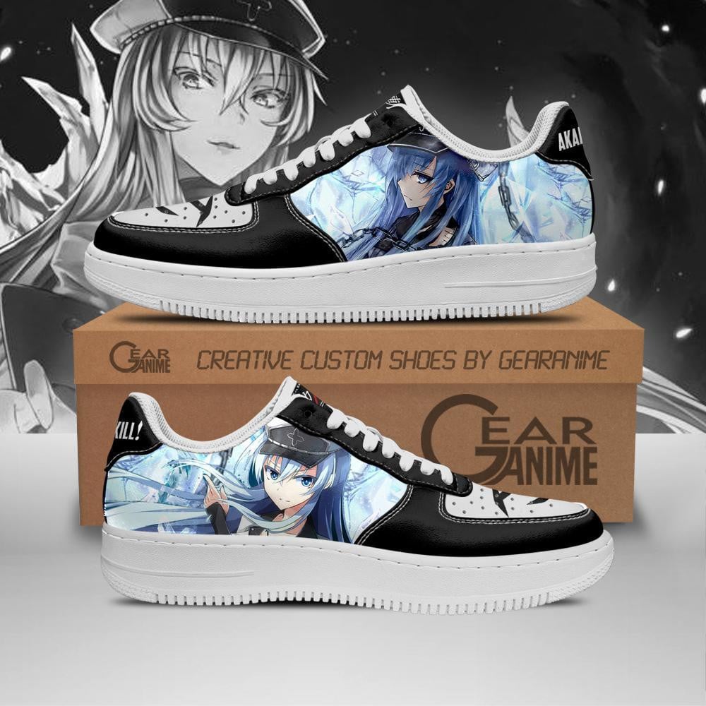 Baskets Anime Akame Ga Kill Esdeath en Cuir Chaussures Basses Unisexes Anime Manga