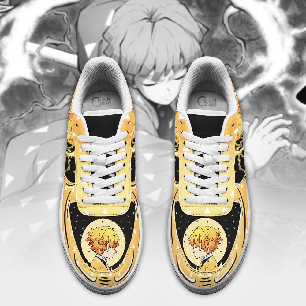 Baskets Anime Zenitsu Custom Low-Top Leather Sneakers Thunder Breathing First Form en Cuir Chaussures Basses Unisexes Anime Manga
