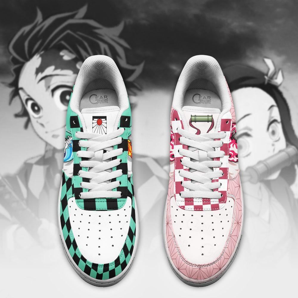Baskets Anime Nezuko Kamado and Tanjro en Cuir Chaussures Basses Unisexes Demon Slayer