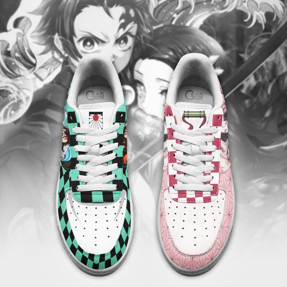 Baskets Anime Tanjro and Nezuko en Cuir Chaussures Basses Unisexes Demon Slayer