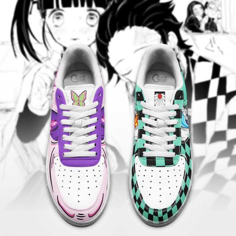 Baskets Anime Kanao and Tanjiro en Cuir Chaussures Basses Unisexes Demon Slayer