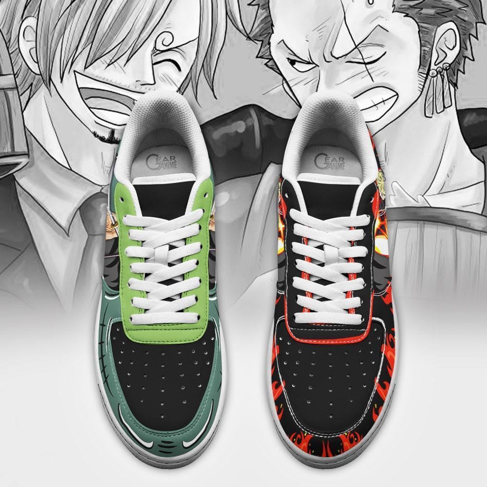 Baskets Anime Zoro and Sanji en Cuir Chaussures Basses Unisexes One Piece