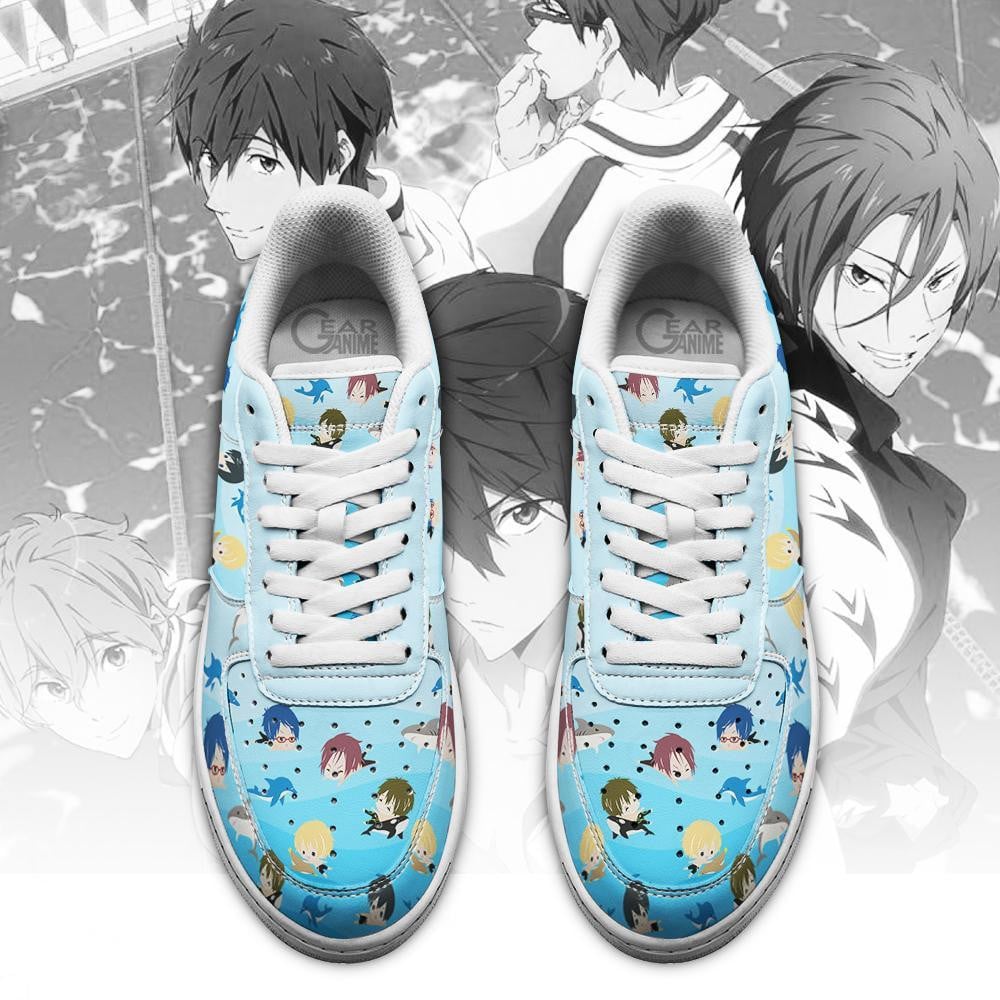 Baskets Anime Free Iwatobi Swim Club Chibi en Cuir Chaussures Basses Unisexes Anime Manga