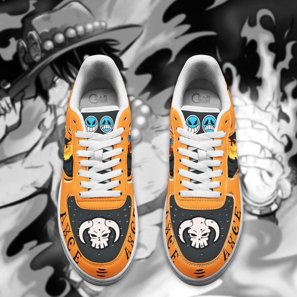 Baskets Anime Portgas D Ace Custom Low-Top Leather Sneakers Mera Mera no Mi en Cuir Chaussures Basses Unisexes Anime Manga