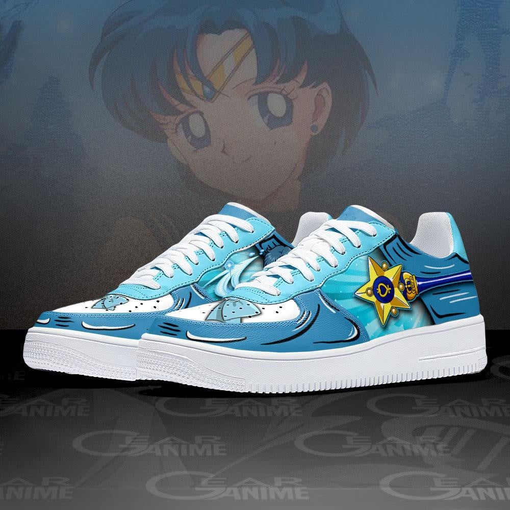 Baskets Anime Sailor Mercury en Cuir Chaussures Basses Unisexes Anime Manga