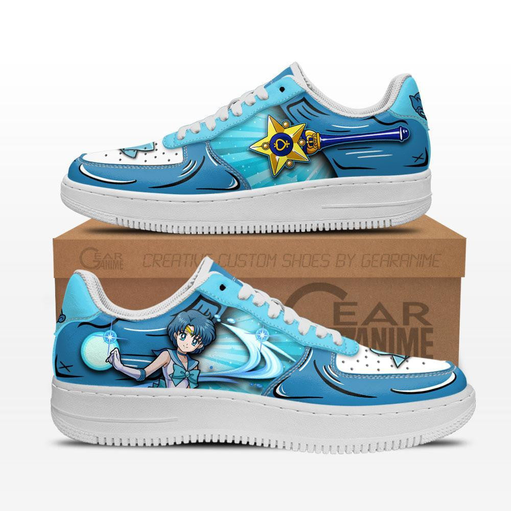 Baskets Anime Sailor Mercury en Cuir Chaussures Basses Unisexes Anime Manga