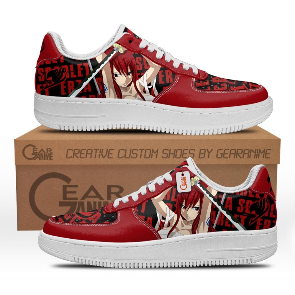 Baskets Anime Erza Scarlet en Cuir Chaussures Basses Unisexes Anime Manga
