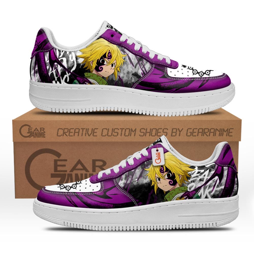 Baskets Anime Meliodas Dragon's Sin of Wrath en Cuir Chaussures Basses Unisexes Anime Manga