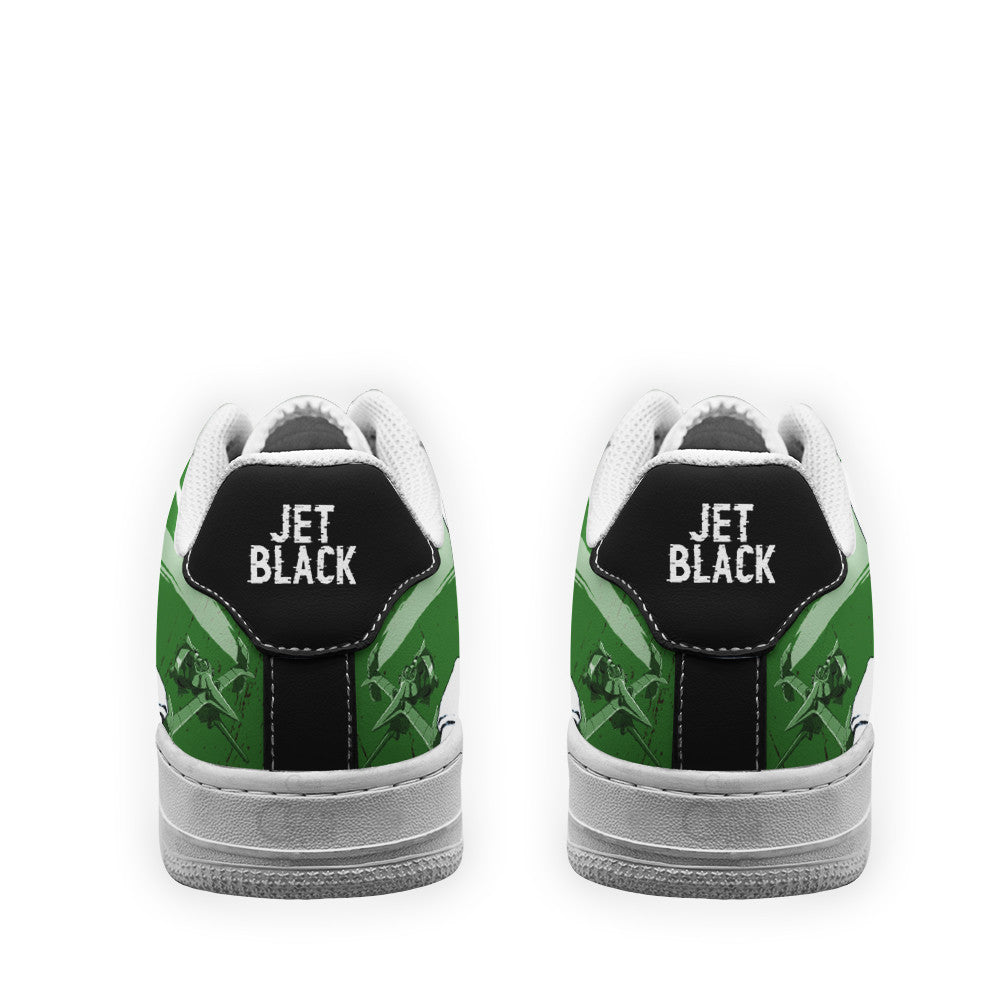 Baskets Anime Jet Black en Cuir Chaussures Basses Unisexes Anime Manga