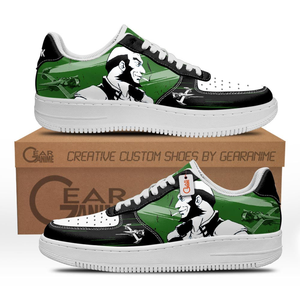 Baskets Anime Jet Black en Cuir Chaussures Basses Unisexes Anime Manga