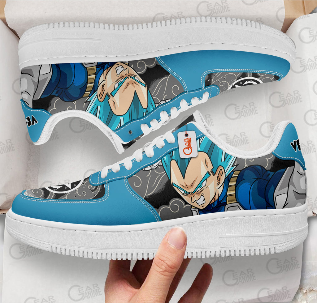 Baskets Anime Vegeta Super Saiyan Blue en Cuir Chaussures Basses Unisexes Dragon Ball