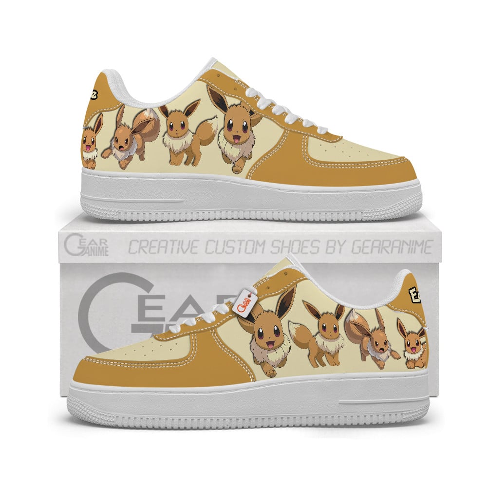 Baskets Anime Eevee Personalized en Cuir Chaussures Basses Unisexes Anime Manga