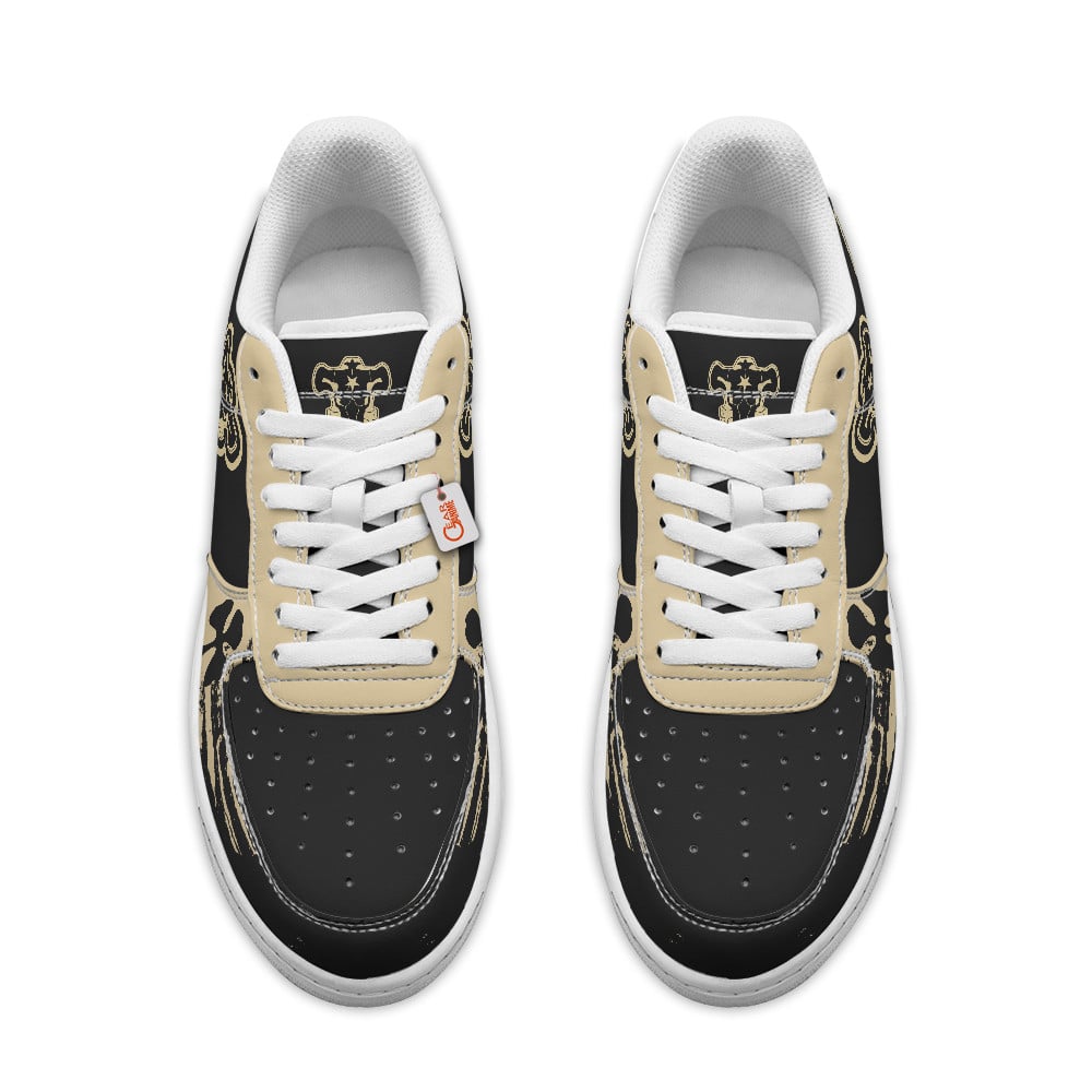 Baskets Anime Black Black Bull Personalized en Cuir Chaussures Basses Unisexes Anime Manga