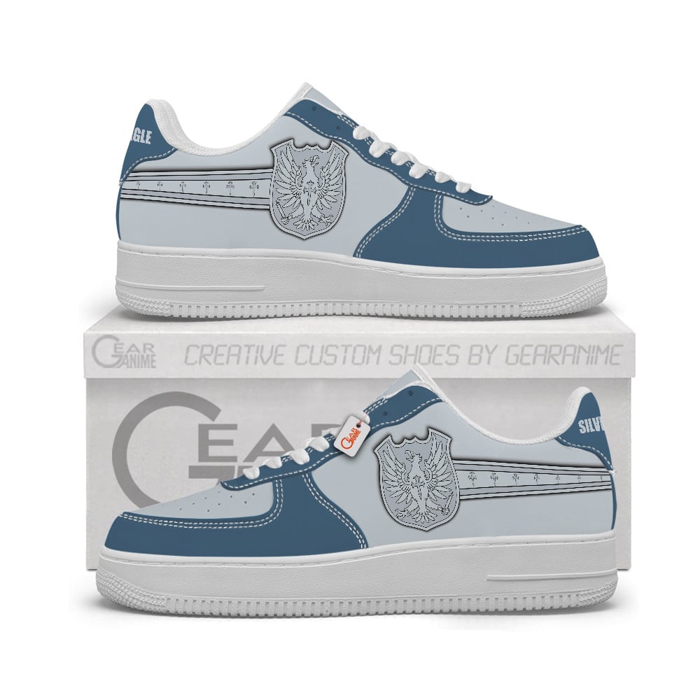 Baskets Anime Black Silver Eagle Personalized en Cuir Chaussures Basses Unisexes Anime Manga